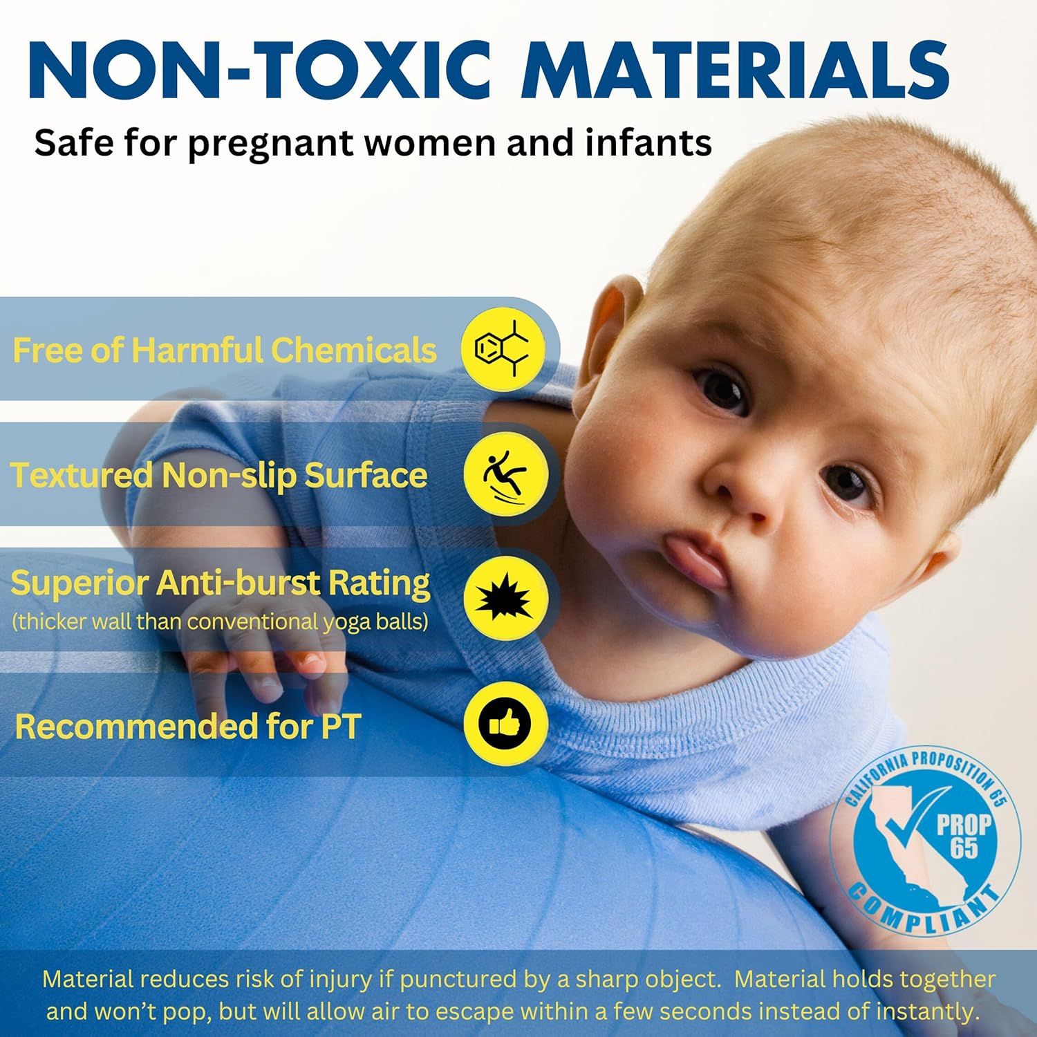 Communicates multiple safety and performance benefits of the product to reassure parents and caregivers that it is safe, durable, and suitable for use around pregnant women and infants. Emphasizes…