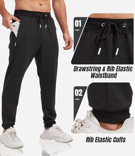 Highlights the key structural features of the pants—the adjustable drawstring waistband and elastic cuffs—to help shoppers understand the product's design and fit features.