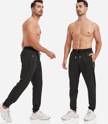 Provides a clean, catalog-style view of the product from multiple angles (side and front) to help shoppers see the fit, style, and design details of the jogger pants.