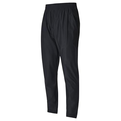 Provides a clear, unobstructed view of the black athletic pants on a neutral background for catalog purposes.