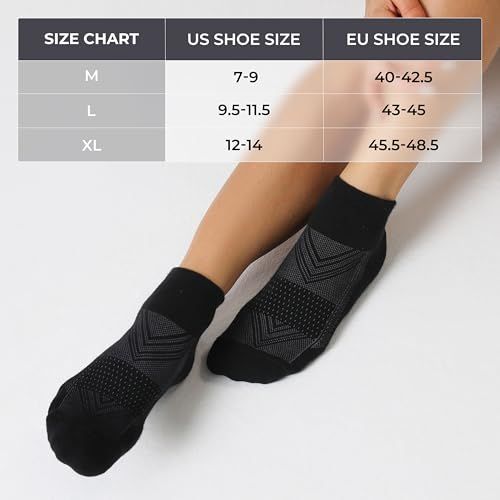 Helps shoppers select the correct size by providing a clear size chart with US and EU shoe size conversions for M, L, and XL options.