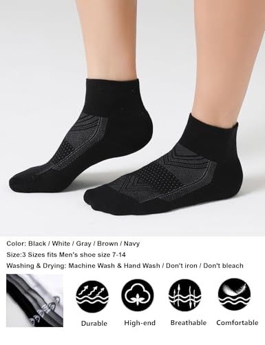 Communicates multiple key benefits of the socks through a segmented icon layout, reassuring shoppers about quality, comfort, and performance features.