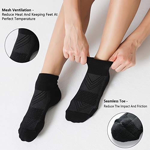 Highlights the sock's physical design features—mesh ventilation for temperature control and seamless toe construction for friction reduction—to reassure shoppers of comfort and performance.…