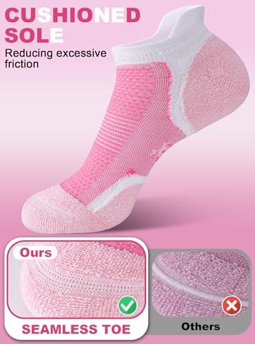 Demonstrates the product's superior seamless toe construction compared to competitors, emphasizing reduced friction and enhanced comfort for the shopper.