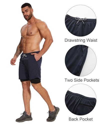 Highlights the key functional features of the shorts—drawstring waist, side pockets, and back pocket—to help shoppers understand the product's practical design elements.
