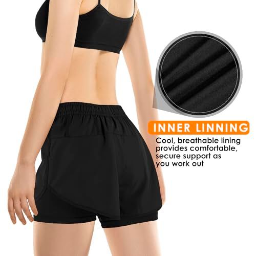 Highlights the cool, breathable inner lining feature to reassure shoppers that the shorts provide comfortable and secure support during workouts. Communicates the primary benefit of breathable,…