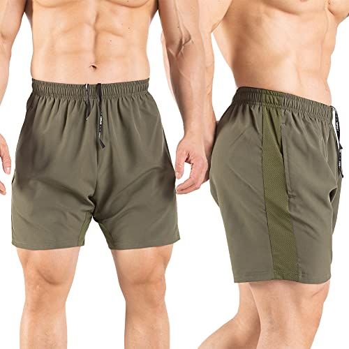 Highlights the physical design elements and construction details of the shorts, including the elastic waistband, drawstring closure, side pocket with zipper, and mesh ventilation panel to help…