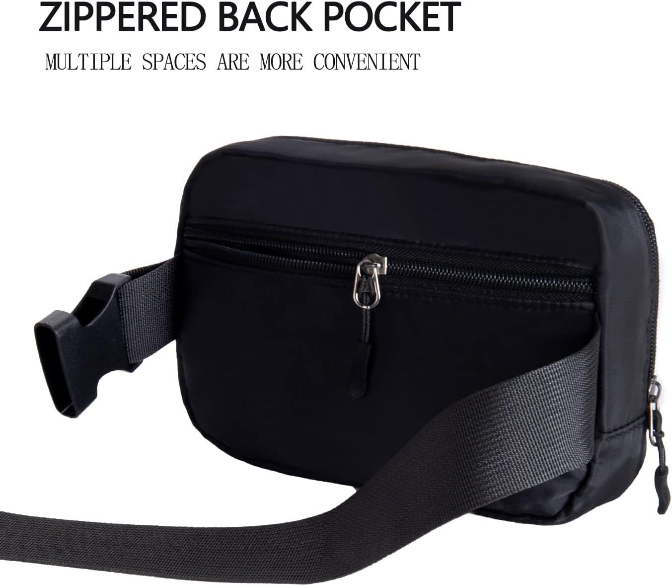 Highlights the zippered back pocket feature to show the product's multiple storage compartments and organizational convenience. Communicates that the bag offers convenient multiple storage…