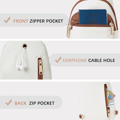 This image breaks down the bag's key functional components—front pocket, cable management, and back pocket—to help shoppers understand the product's organizational features and practical design.