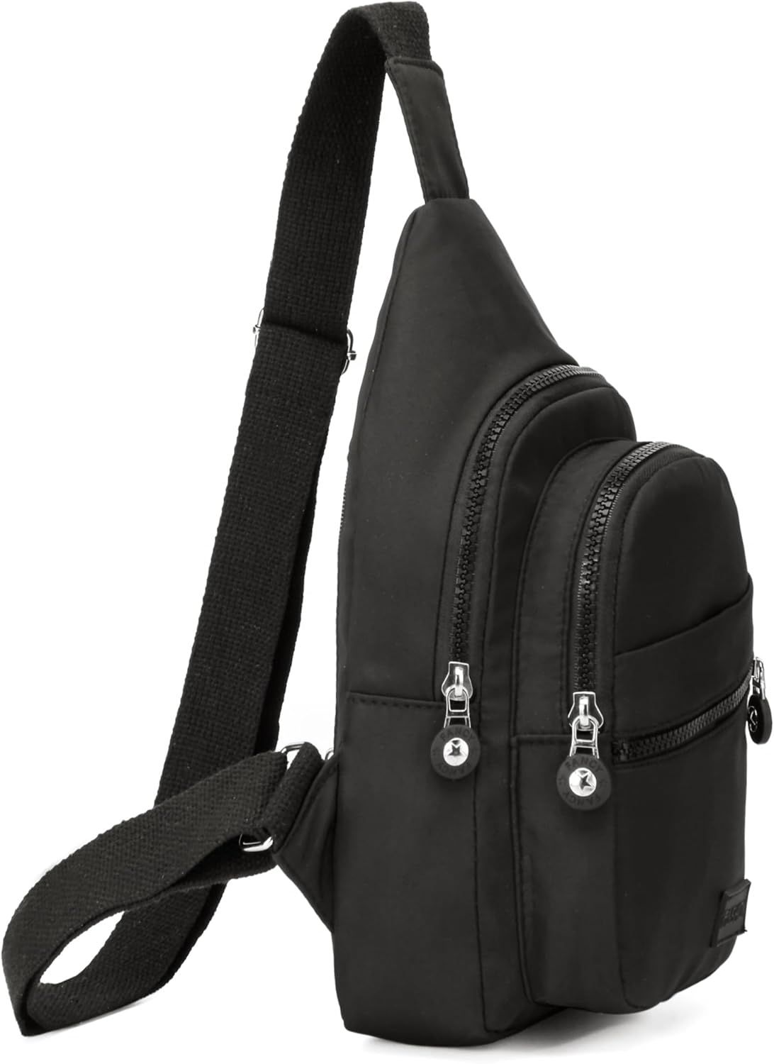 Provides a clean, catalog-style view of the crossbody sling bag on a white background, allowing shoppers to see the product design, zippers, and strap clearly without distractions.