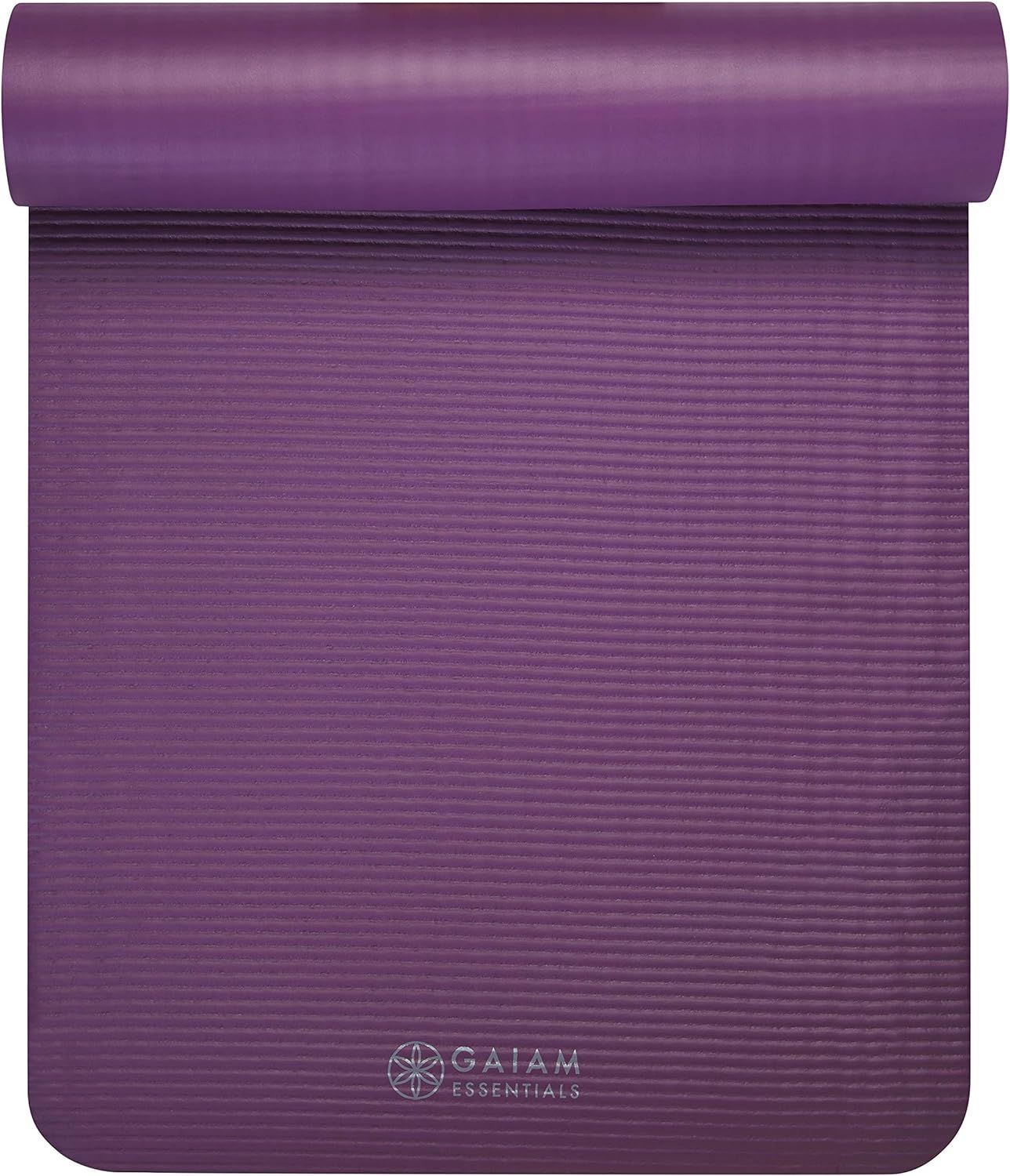 Displays the yoga mat in a clean, catalog-style format to show the product's color, texture, and branding without distractions.