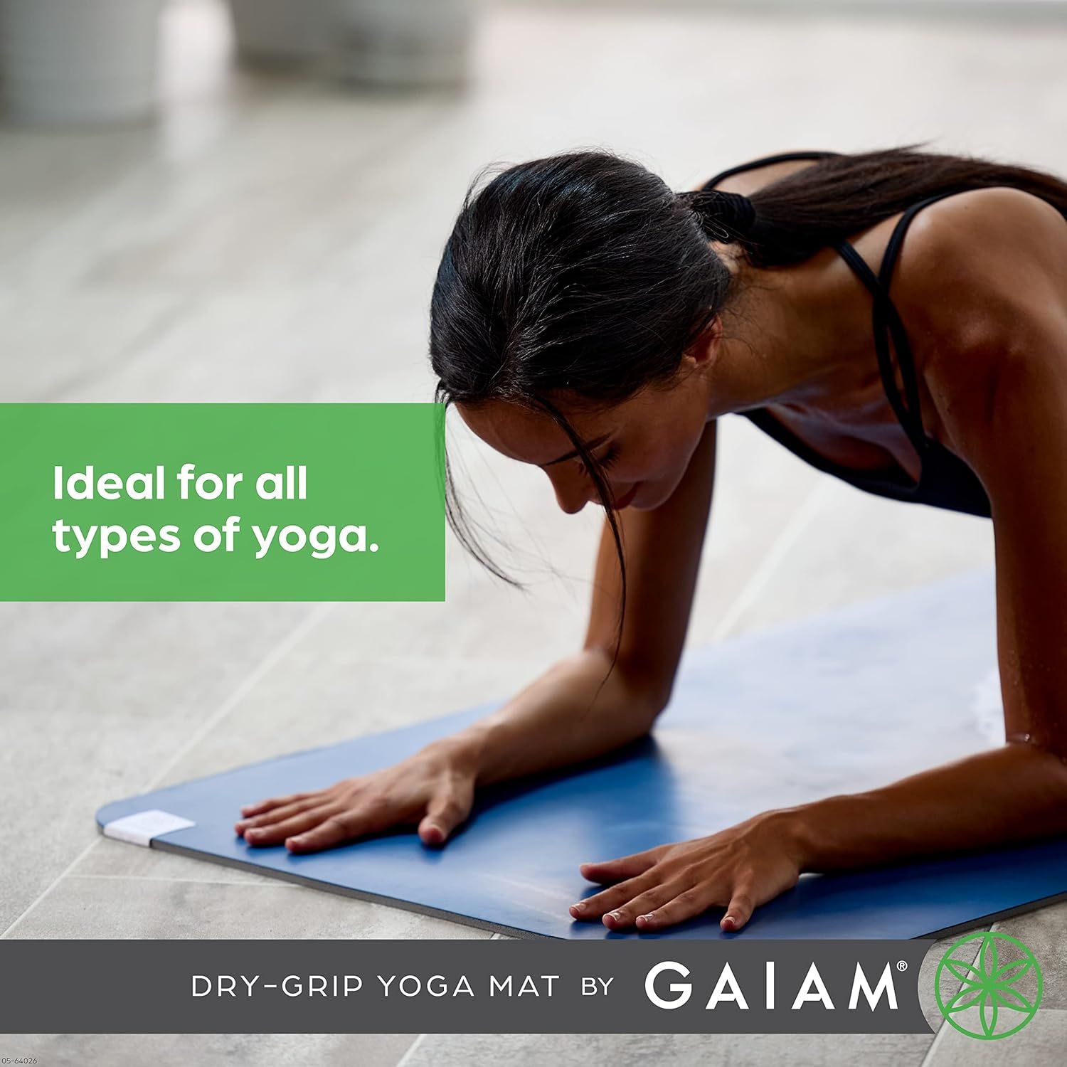 Communicates that the yoga mat is suitable for multiple types of yoga practices, emphasizing versatility and broad applicability to appeal to diverse yoga practitioners. Shows the product being used…