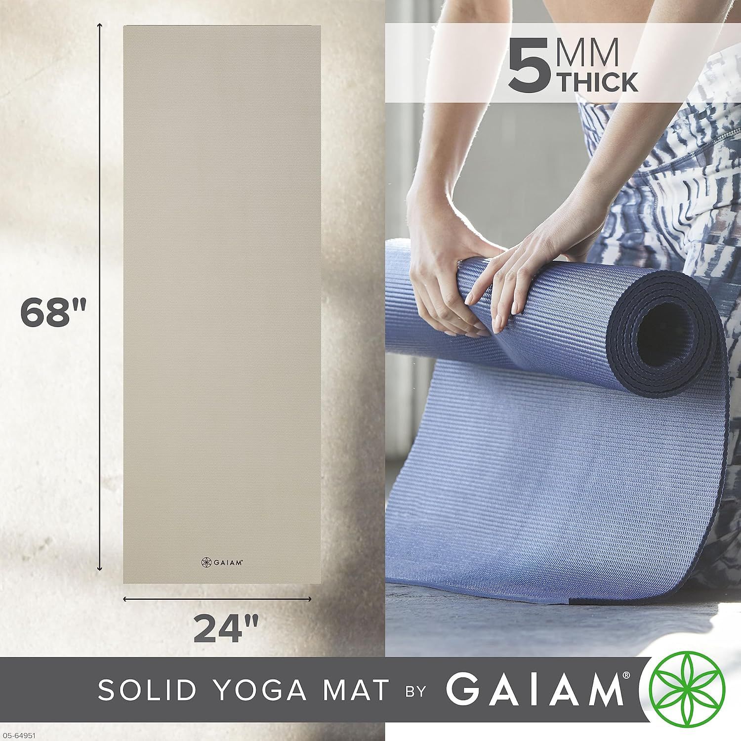 Communicates the exact physical dimensions of the yoga mat to help shoppers understand its size and thickness before purchase.