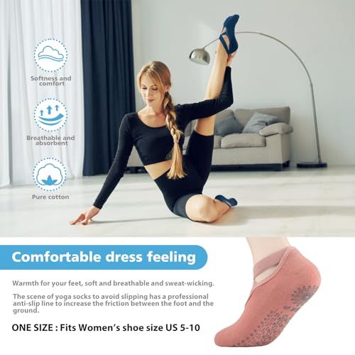 Communicates the comfort and functional benefits of the socks, including softness, breathability, moisture management, and anti-slip grip, to reassure shoppers about the product's quality and…