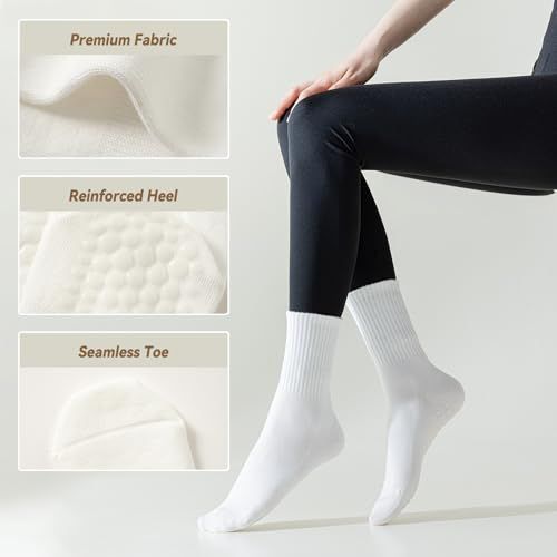 Highlights the key construction features of the socks—premium fabric quality, reinforced heel for durability, and seamless toe for comfort—to reassure shoppers of the product's quality and…