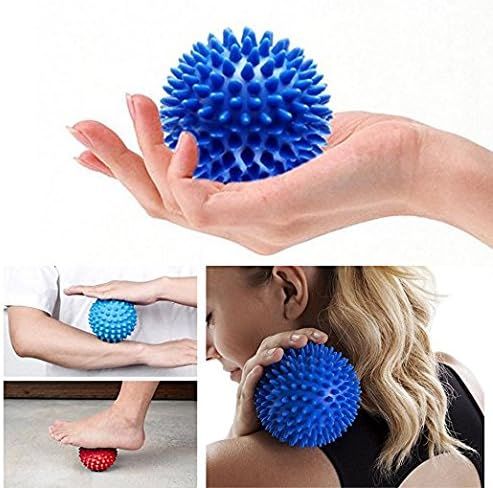 Demonstrates the product's versatility by showing multiple ways to use the massage ball across different body areas (hand, arm, foot, neck/shoulder), reassuring shoppers of its multi-purpose…