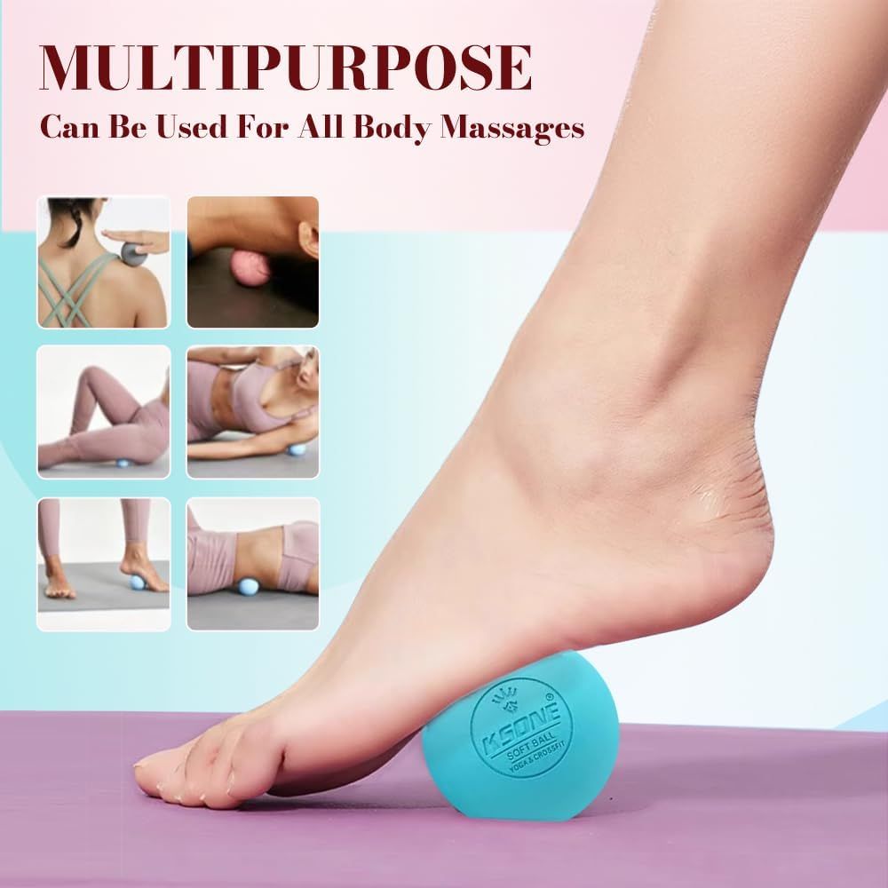 Demonstrates the product's versatility by showing it can be used for massages on multiple body areas including back, arms, legs, feet, and abdomen.