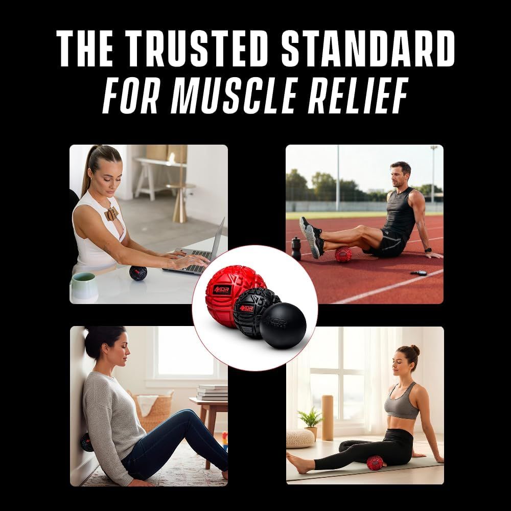 Demonstrates the versatility of the muscle relief product by showing it being used in four different real-world scenarios and environments. Establishes brand authority and trust with the headline…