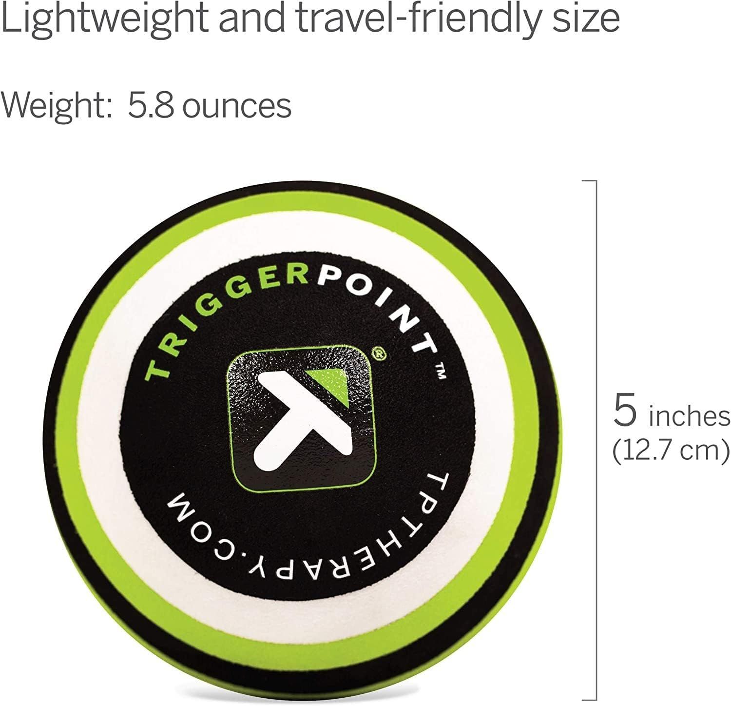 Communicates the product's portability by showing its lightweight (5.8 ounces) and compact size (5 inches diameter), reassuring shoppers it's easy to pack and carry for travel. Highlights the key…