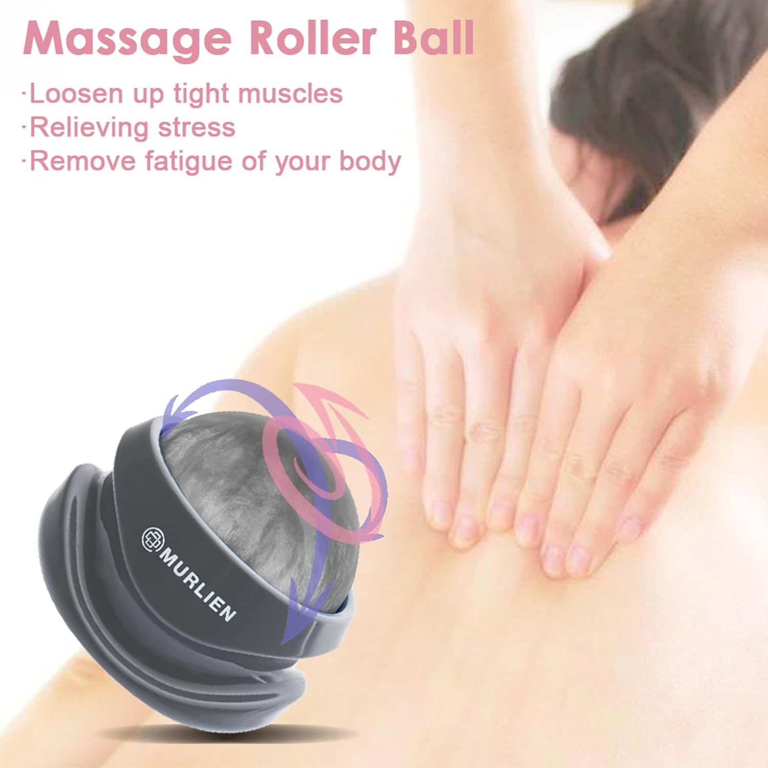 Communicates multiple wellness benefits of the massage roller ball to reassure shoppers it addresses various recovery and relaxation needs.