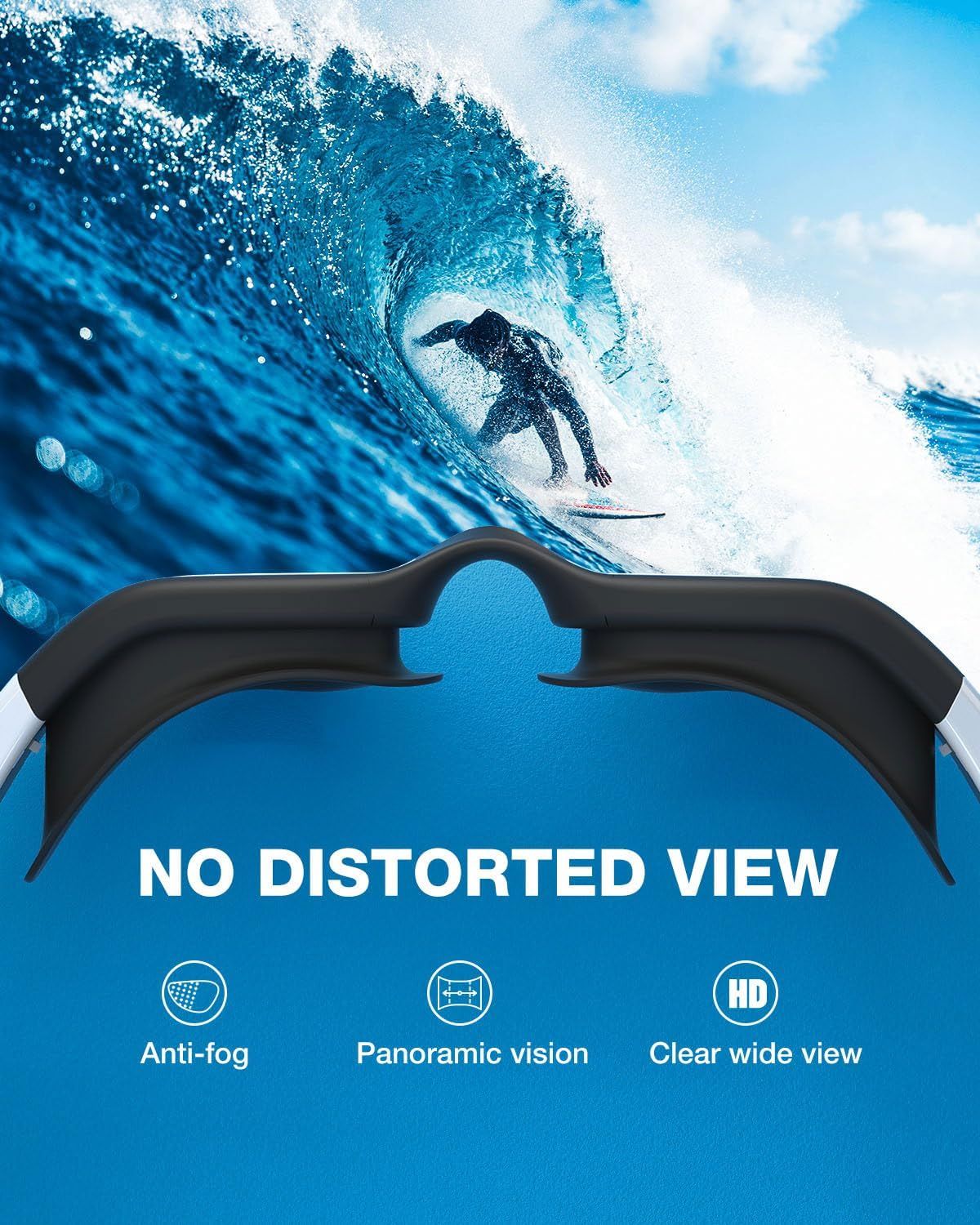Communicates three distinct optical benefits of the product to reassure shoppers that the goggles provide superior visibility and clarity during use.