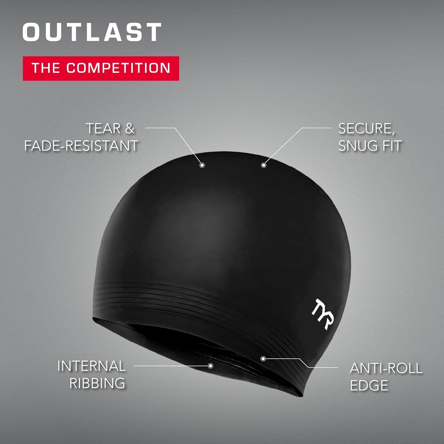 Breaks down the swim cap's key structural features and materials to show shoppers what makes it durable, comfortable, and functional.