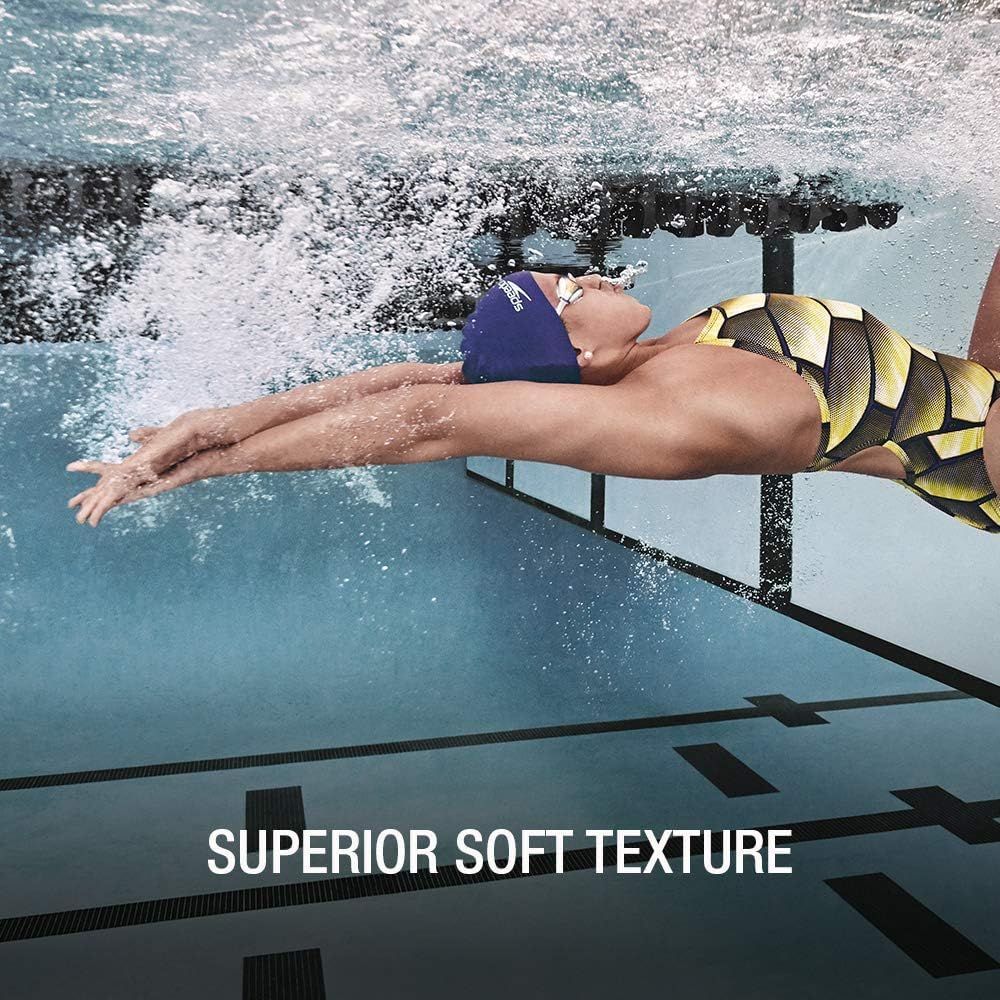 Communicates that the product (swimwear) features a superior soft texture, reassuring shoppers about comfort during athletic performance.