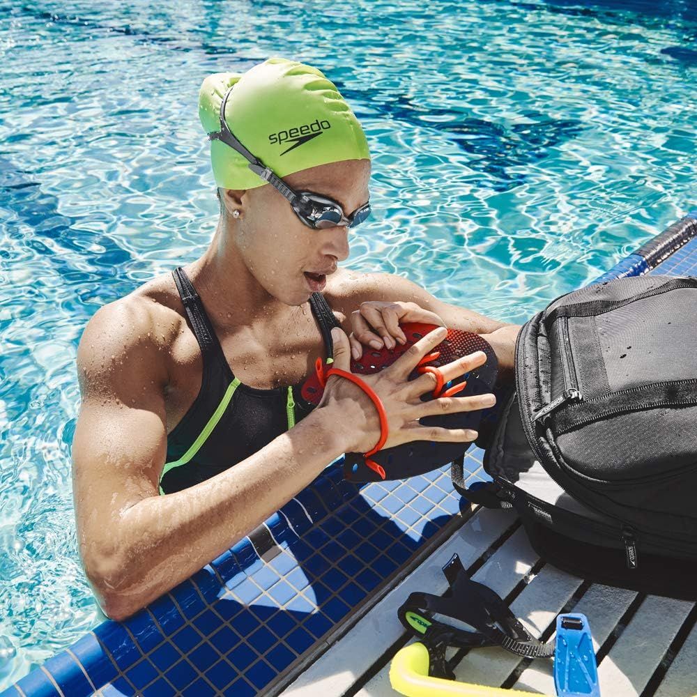 Shows the product being used in a real-world swimming pool setting to help shoppers visualize the product in action and understand its practical application.