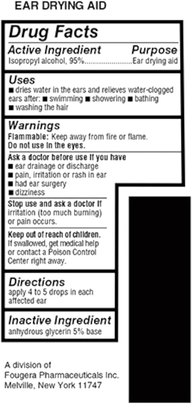 Provides detailed instructions on how to use the ear drying aid product, including drug facts, warnings, and application directions to ensure safe and effective use.