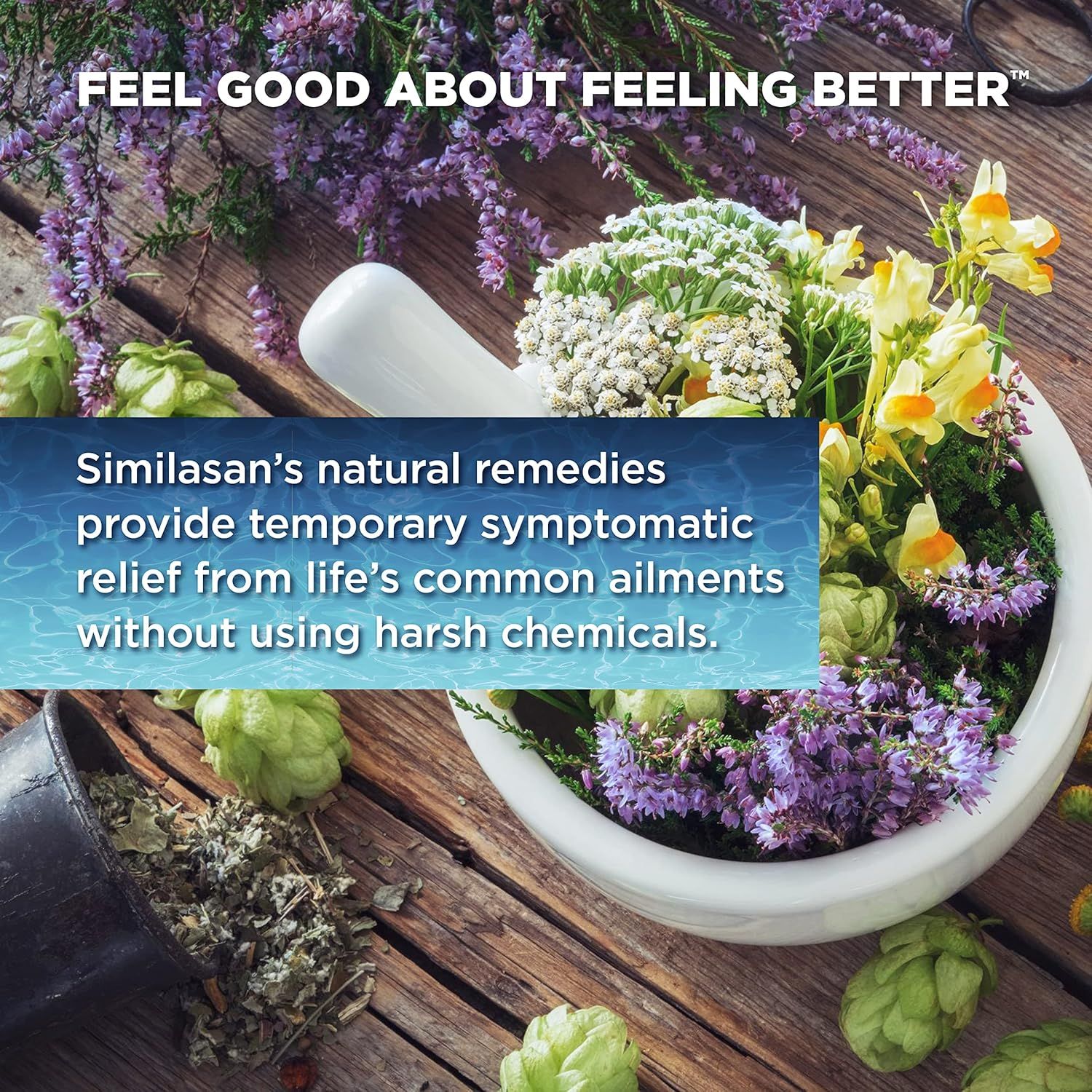 Communicates the brand's core philosophy and emotional positioning—natural, gentle relief without harsh chemicals—to build trust and brand identity.