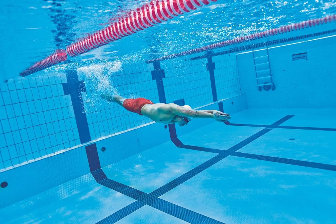 Shows the product being used in a real-world swimming pool environment to help shoppers visualize the product in action during actual use.
