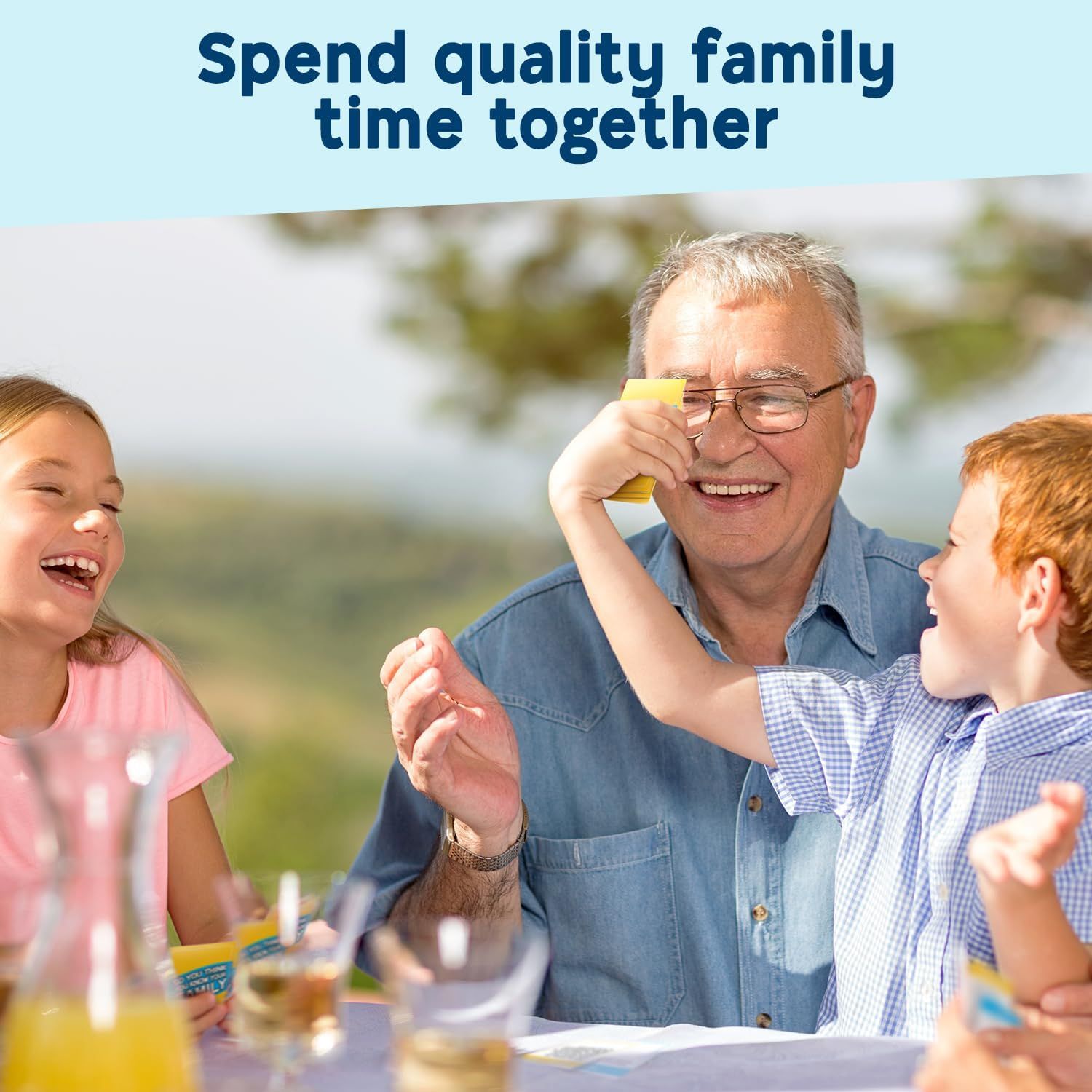 Communicates the emotional benefit of bringing families together for quality time, positioning the product as a facilitator of meaningful family moments and connection.
