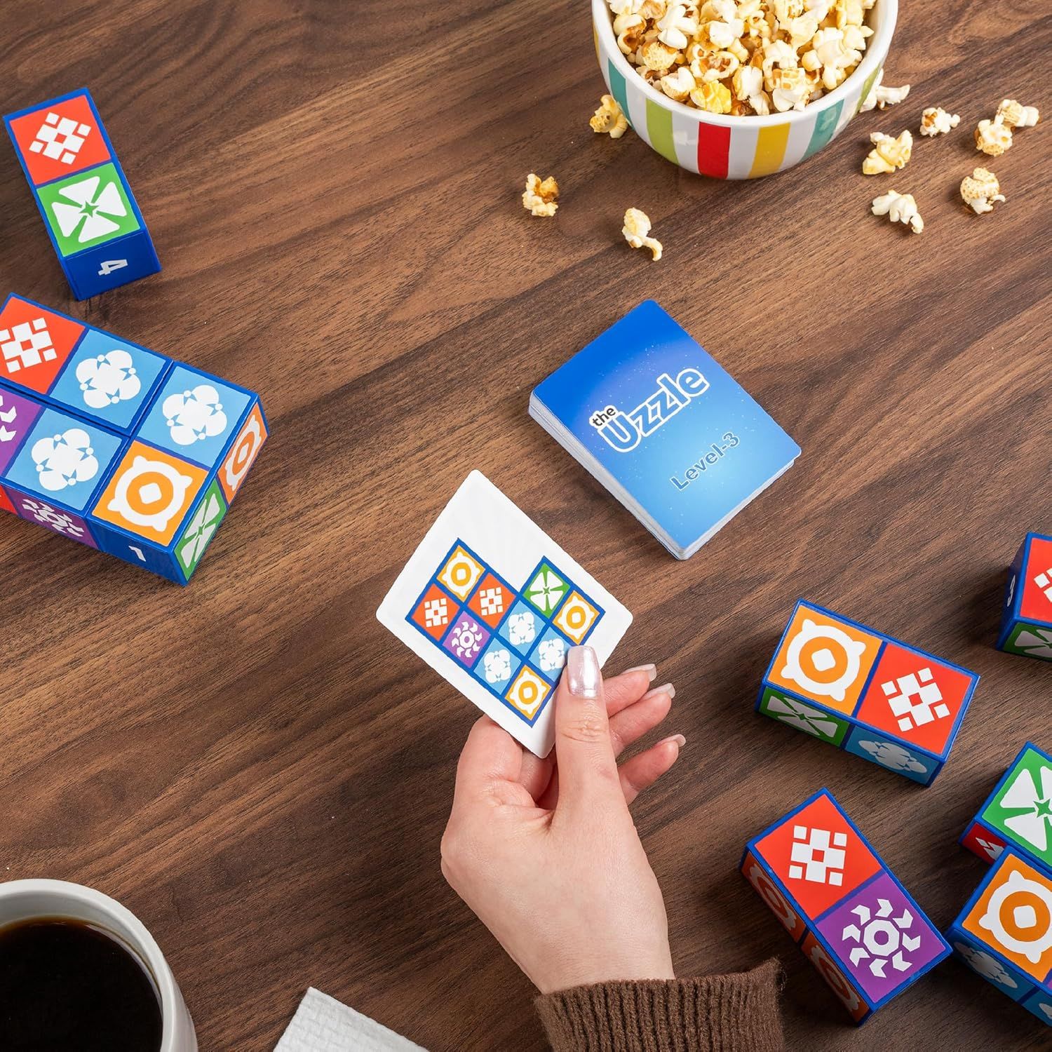 Shows the product being used in a real-world, casual setting to help shoppers visualize how the game fits into everyday life and social moments.