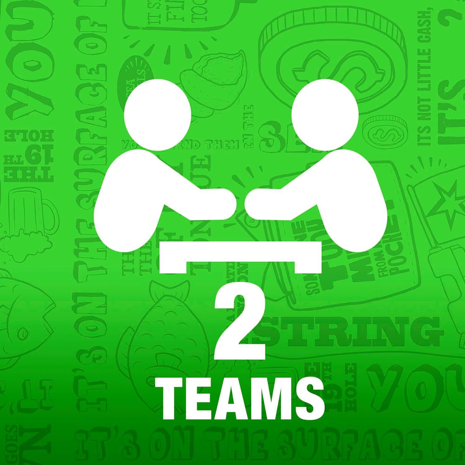 Communicates that the product supports 2 teams, highlighting its multiplayer or group play capability to appeal to shoppers looking for social or competitive gaming experiences.