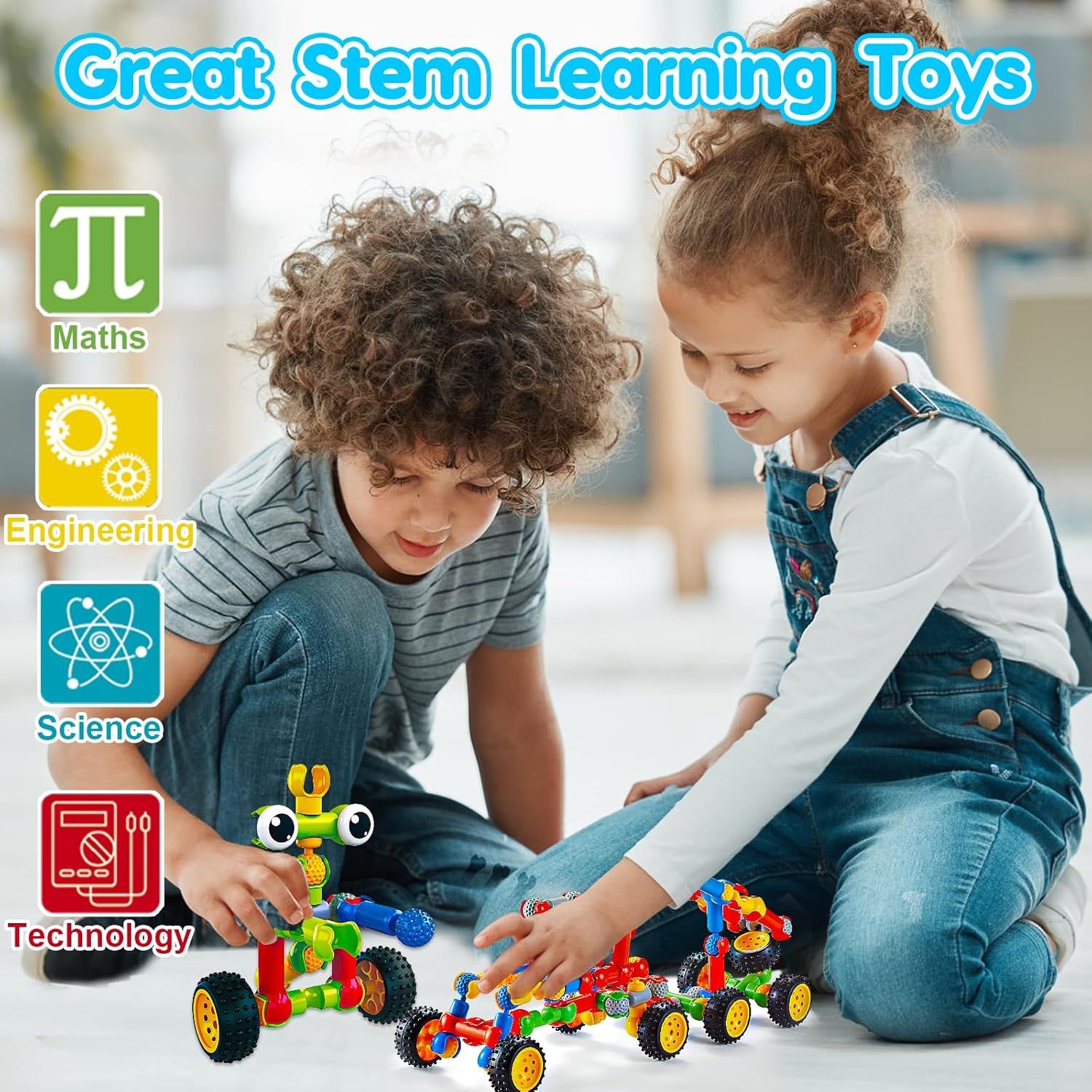 Communicates that the toy set provides educational value across multiple STEM disciplines, reassuring parents that the product supports comprehensive learning and development.