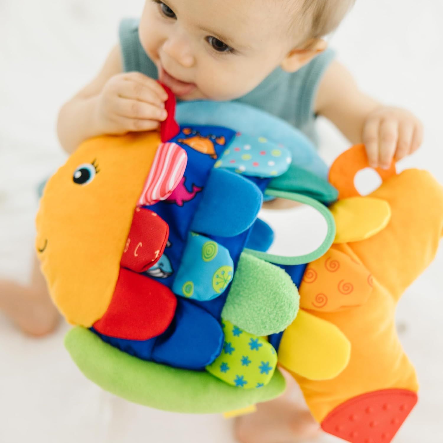 Shows the product in use by a young child in a natural, real-world context to help parents visualize how their child would interact with and enjoy the toy.