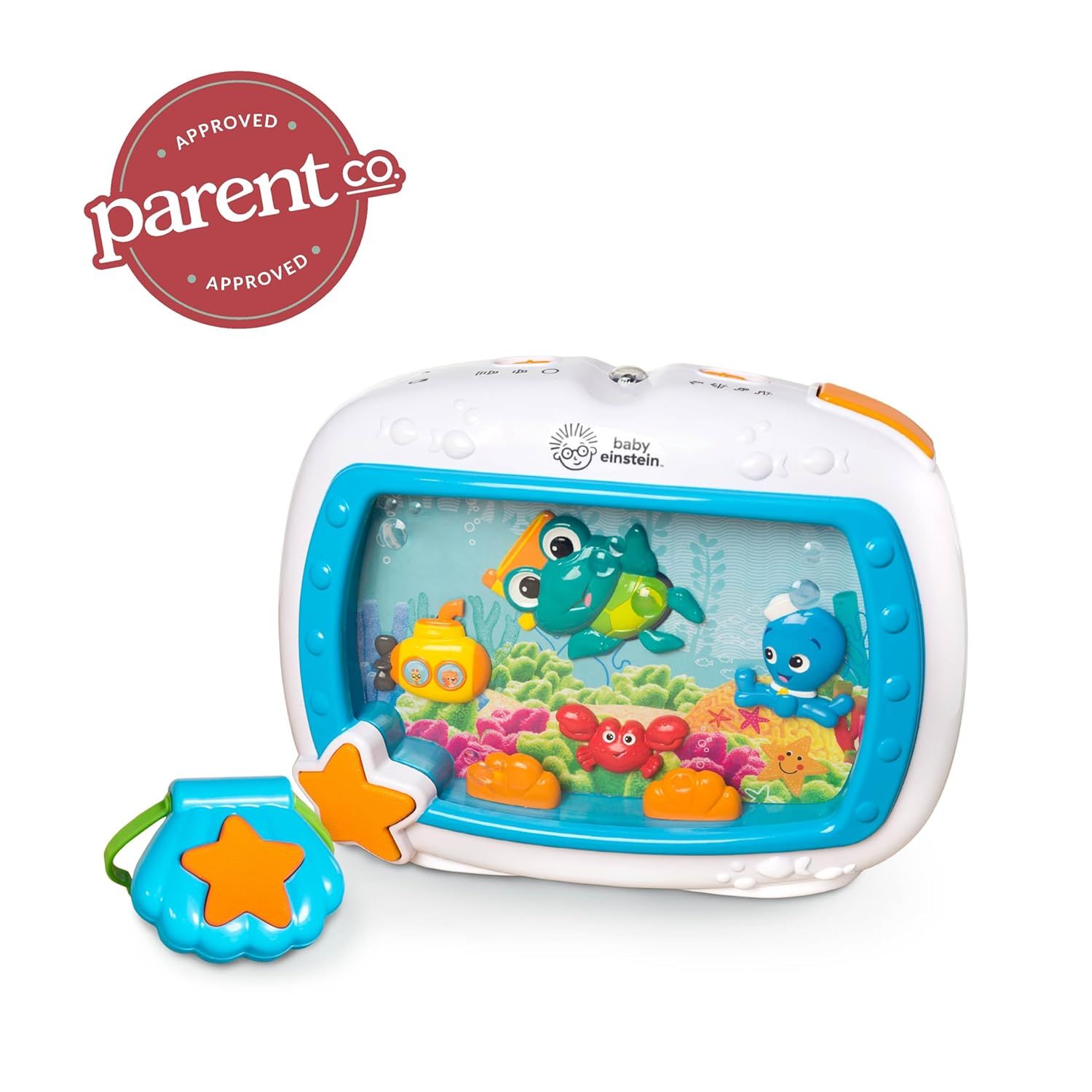 Communicates third-party validation and trust by displaying the Parent Co. Approved seal, reassuring parents that the product has been endorsed by a recognized parenting publication.