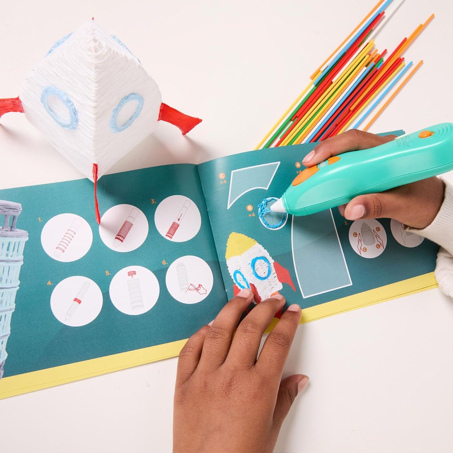 Shows all the components included in the craft kit to help shoppers understand what they receive and the variety of creative activities available.