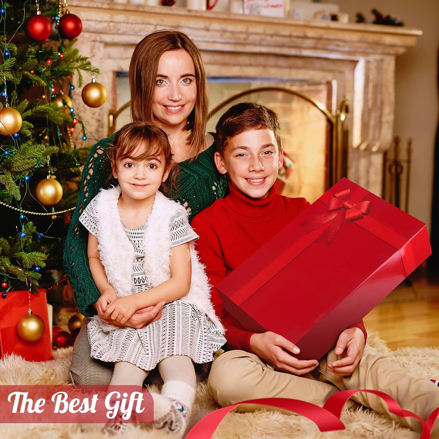 Positions the product as the perfect gift for the holiday season, creating emotional appeal through festive family imagery and gift-giving context.
