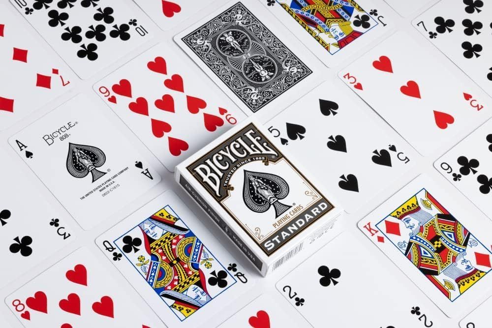 Shows the Bicycle Standard playing cards deck and individual cards in a clean, catalog-style presentation to give shoppers a clear view of the product.