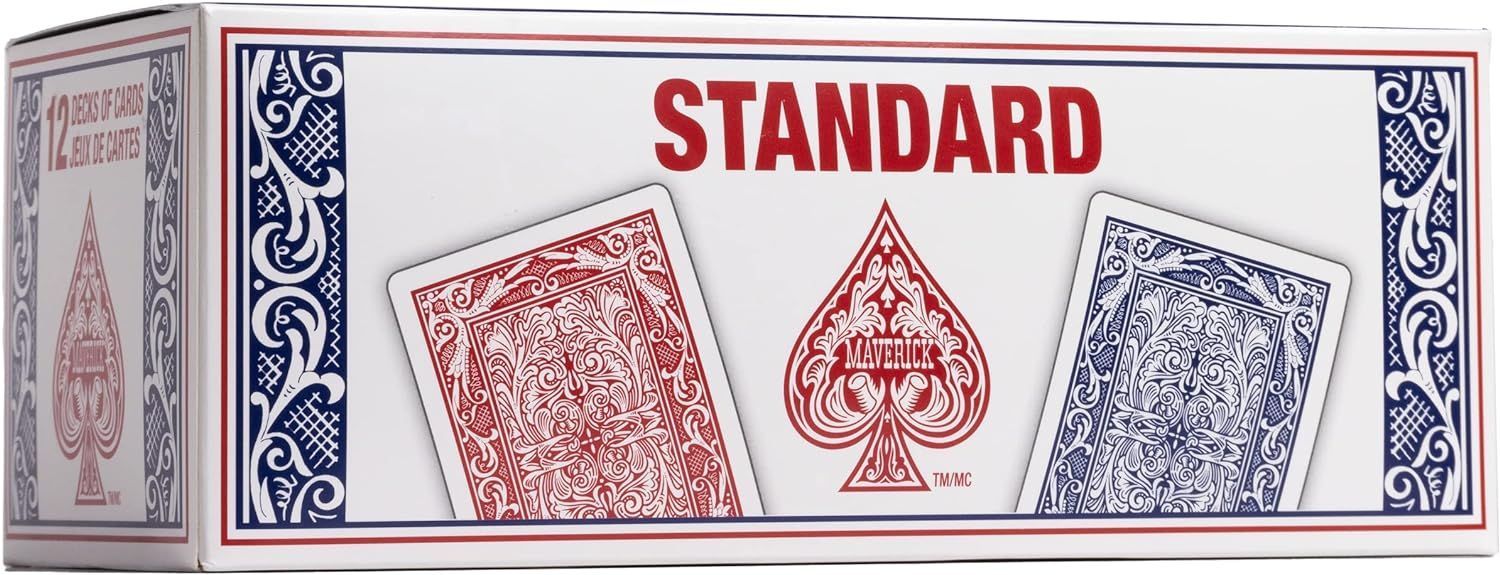 Displays the playing card deck product and its packaging on a clean white background to provide a clear catalog-style view of what the customer will receive.
