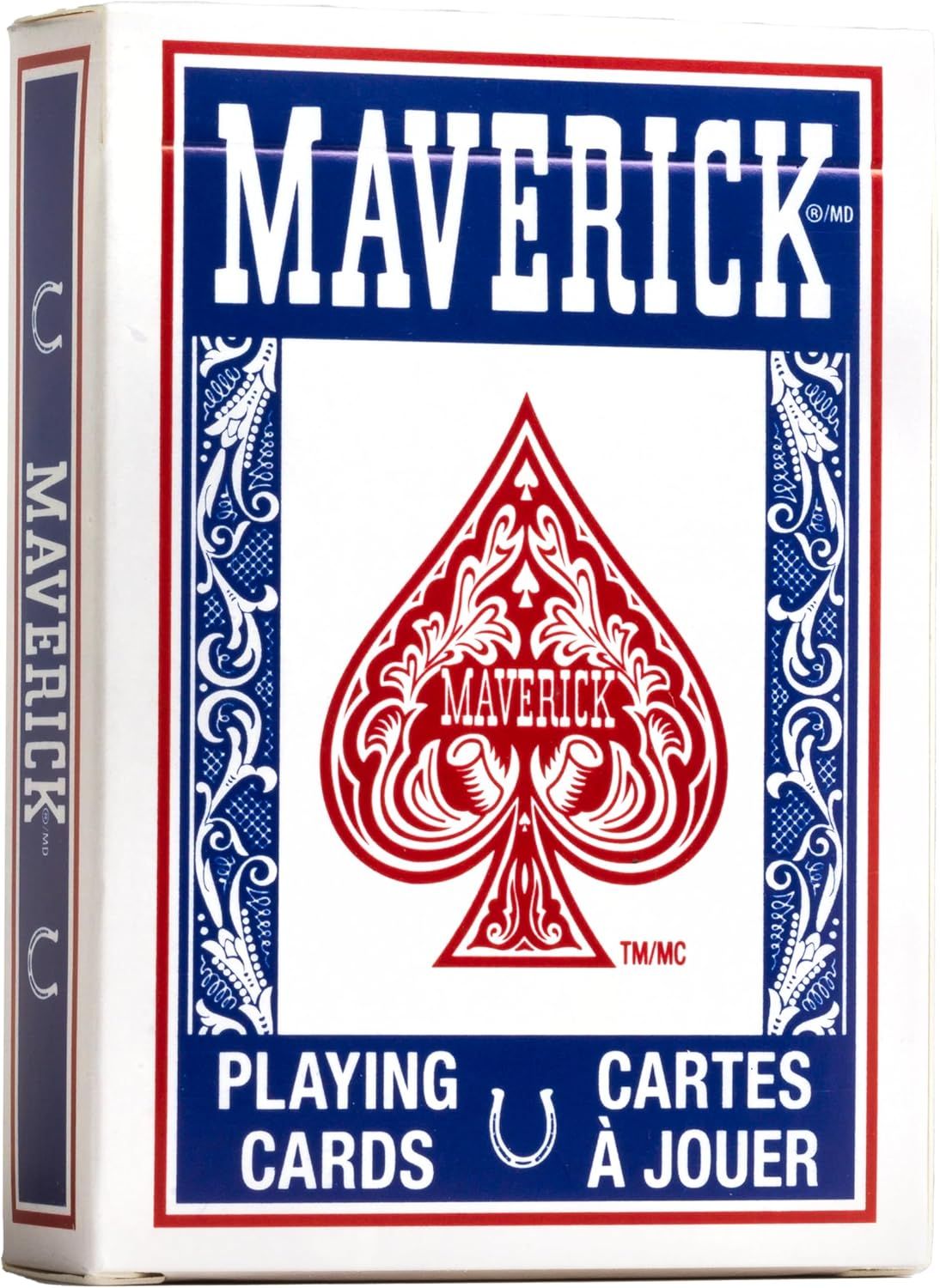 Provides a clean, catalog-style view of the Maverick playing cards packaging to show the product clearly without distractions.