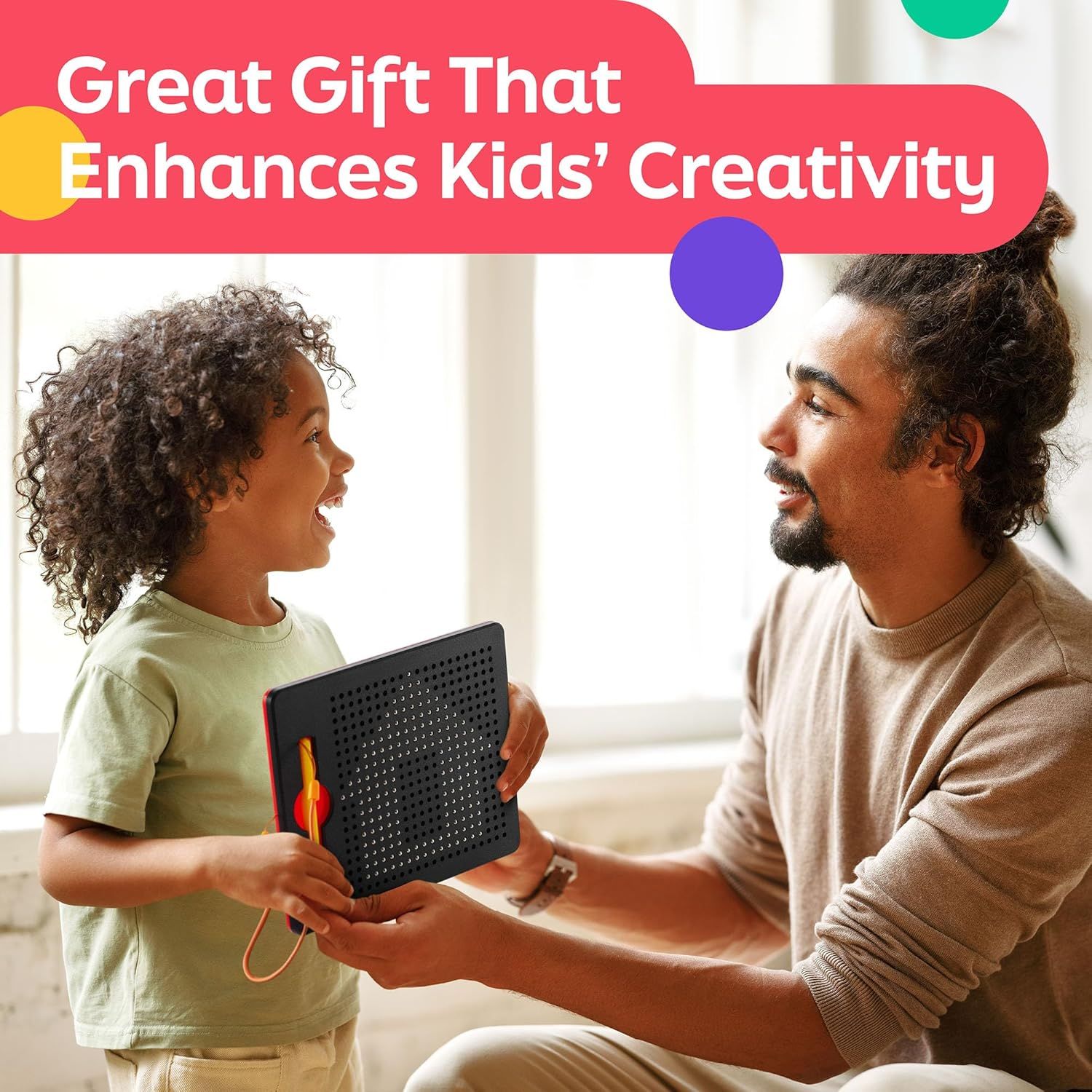 Positions the product as an ideal gift that enhances children's creativity, appealing to gift-givers looking for educational and engaging presents. Communicates the core benefit that this product…