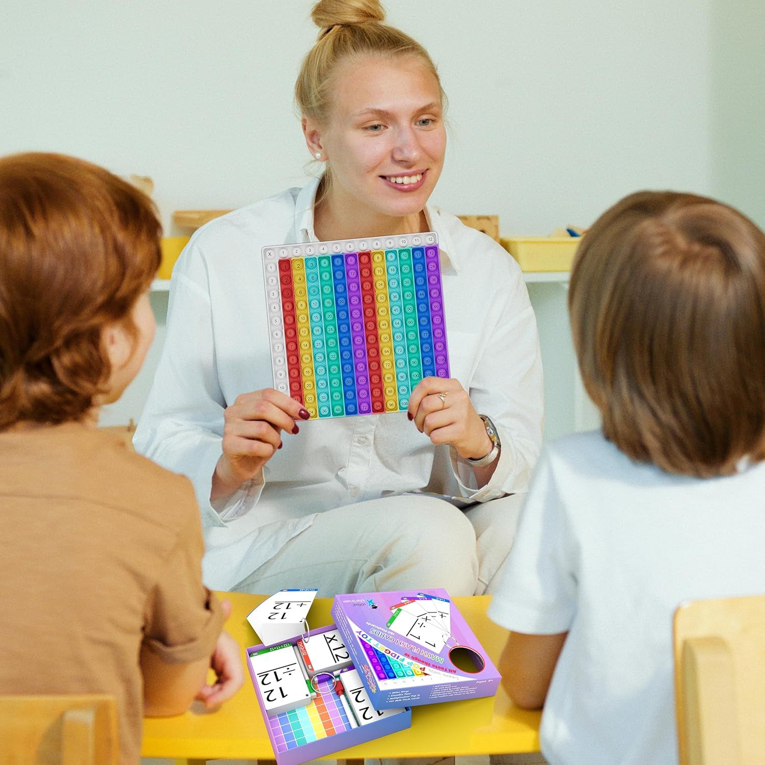 Demonstrates the product being used in a real-world educational or family setting to show its practical application and engagement value.