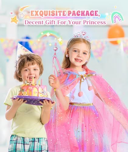 Positions the product as a perfect gift for children, emphasizing its appeal as a birthday or special occasion present with princess-themed packaging and accessories. Communicates that this is an…
