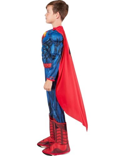 Provides a clean, catalog-style view of the full superhero costume on a model against a white background, allowing shoppers to see the complete product clearly.
