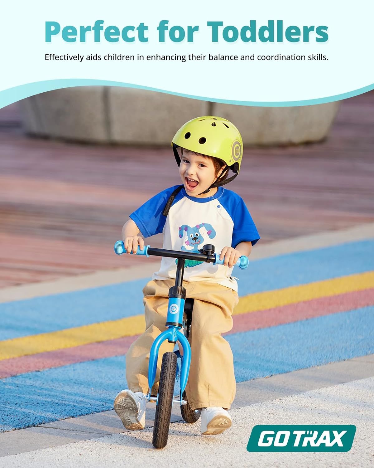 Communicates that the product is ideal for toddlers and helps develop balance and coordination skills, reassuring parents of its developmental benefits.