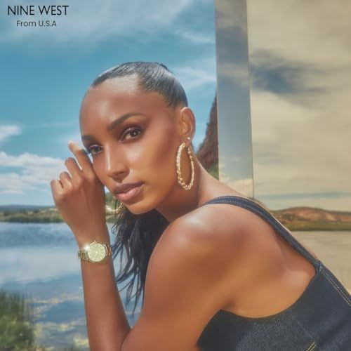 Communicates the brand name 'NINE WEST' and its U.S.A. origin to establish brand identity and heritage, building trust and recognition with shoppers.
