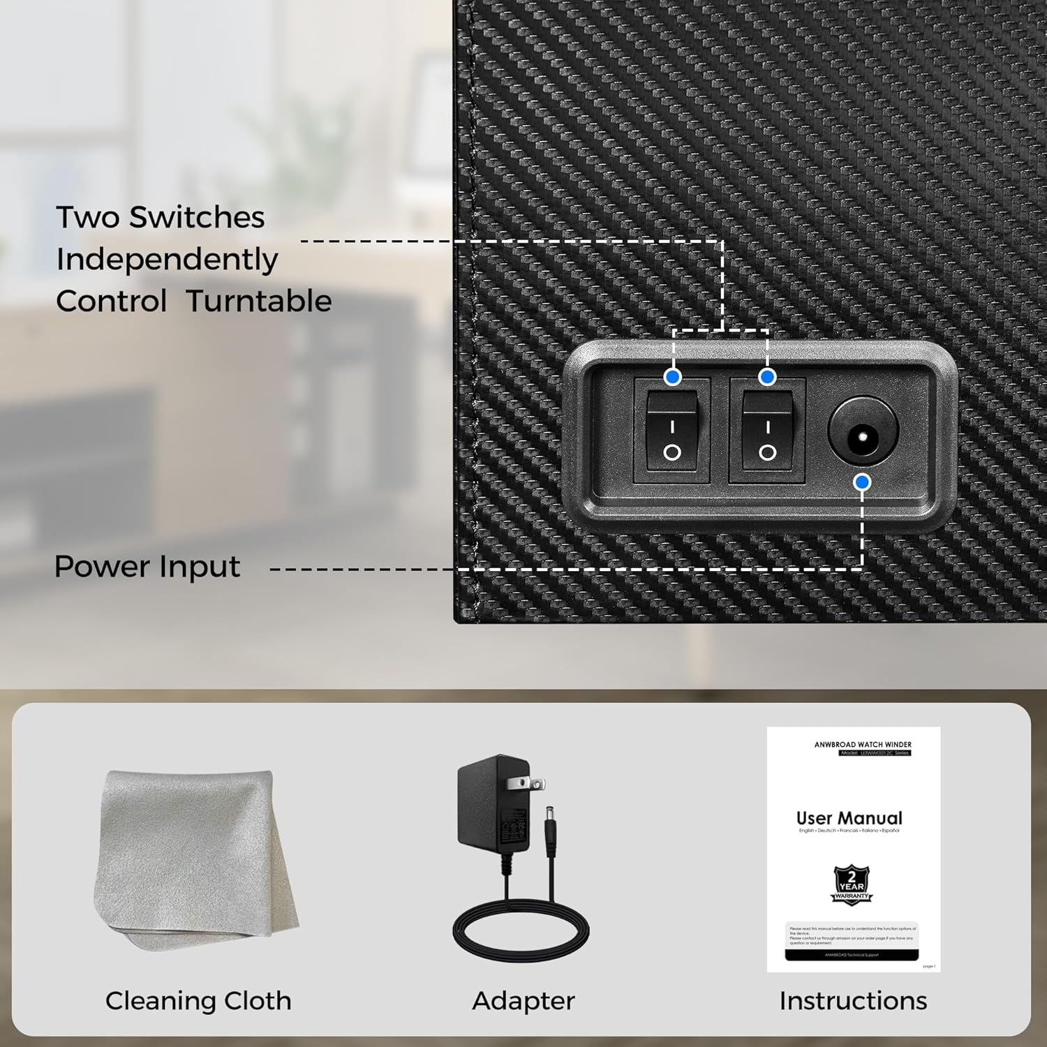 This image breaks down the physical components of the product's control panel, showing shoppers exactly where the switches and power input are located and how they function. Shows all the items…