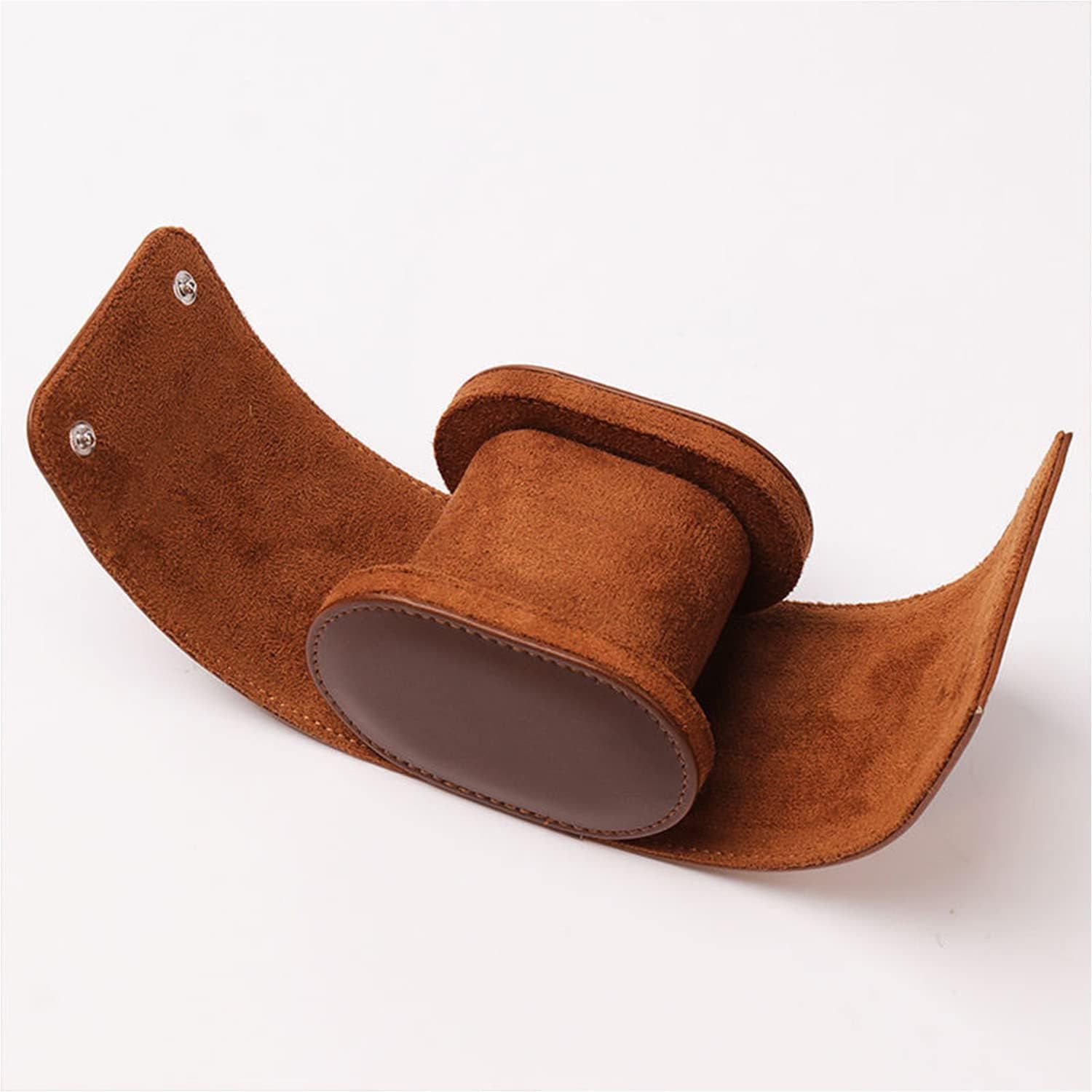 Provides a clean, catalog-style view of the product showing the leather case opened to reveal its interior and construction details.